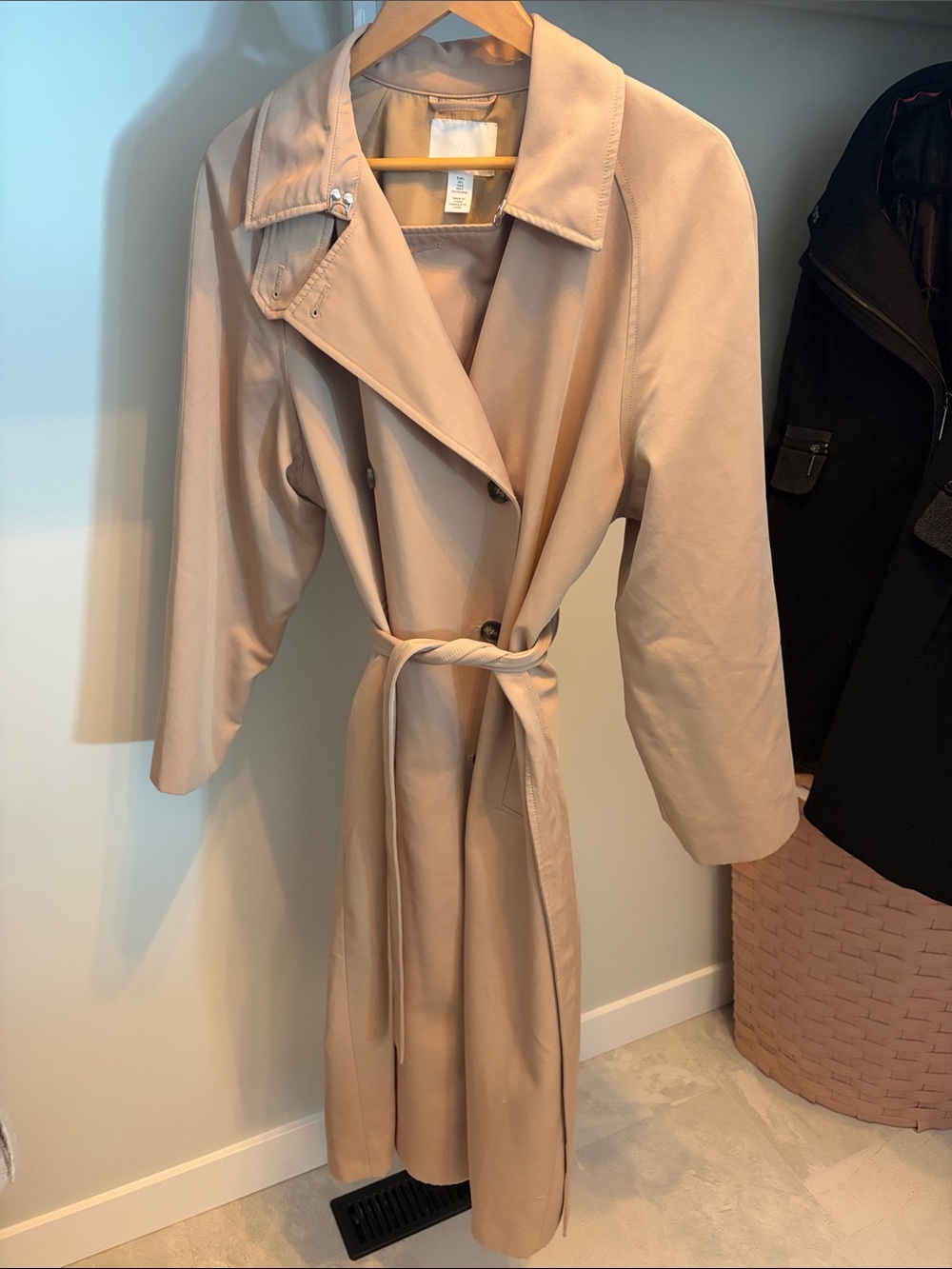 H&M Neutral Beige Trench Coat with Tie Belt
